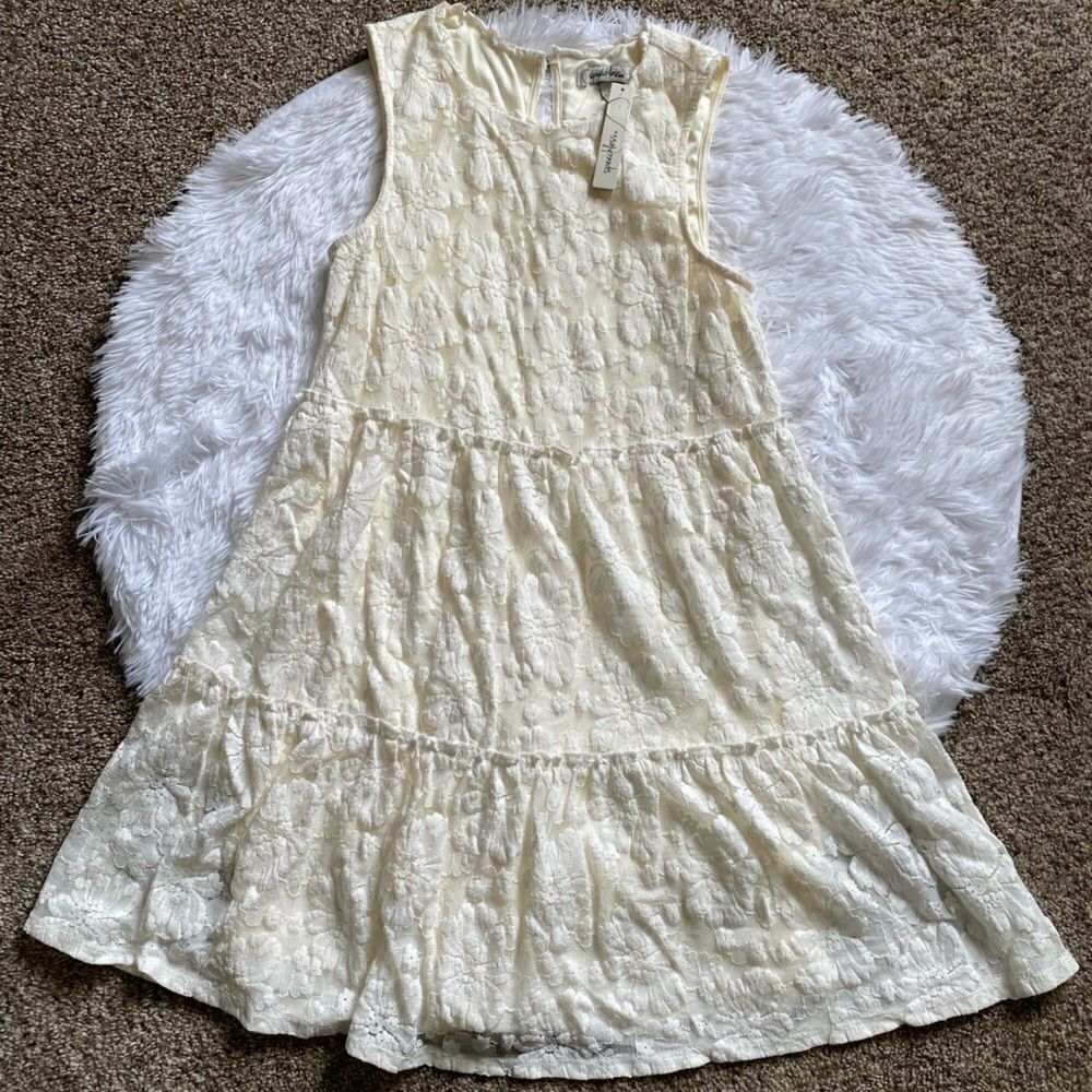 Speechless Cream‎ Lace Lined Dress New Girls Size Large